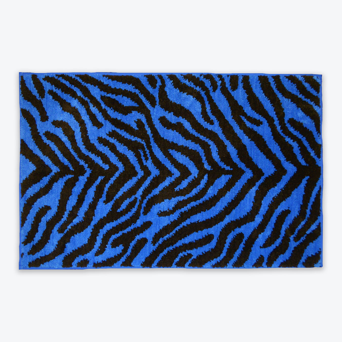 Blue/Black Zebra Print Bath Mat - Fun Bathroom Mat