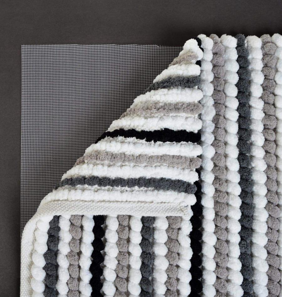 Monochrome Chunky Bobble Bath Mat in California Stripe - Allure Bath Fashions