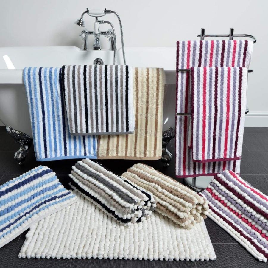 Chunky Bobble Bath Mat Luxury Striped Hand Woven Bath Rugs